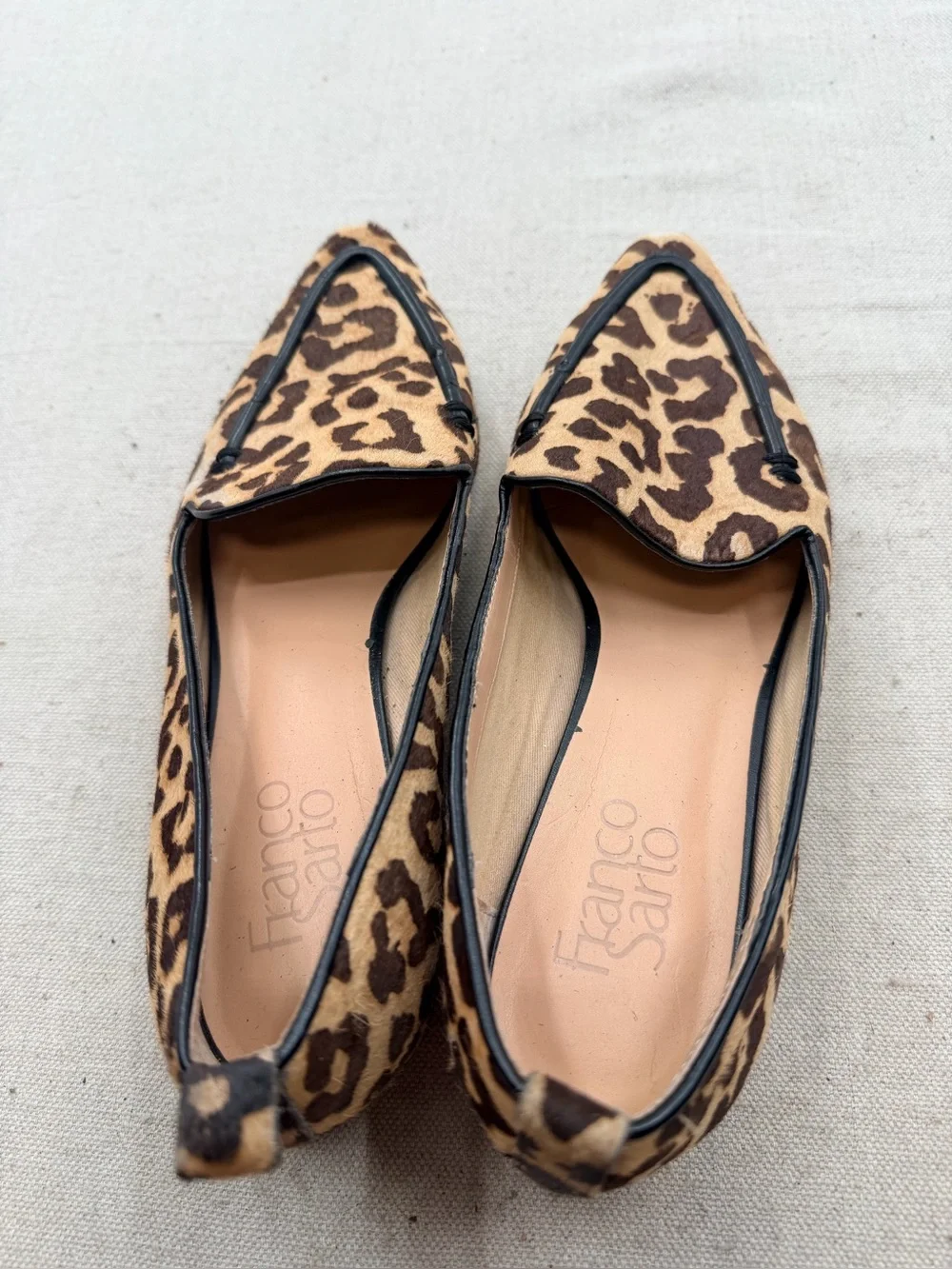 Franco Sarto Susie Leopard-Print Pointed Loafers - Brown/Tan